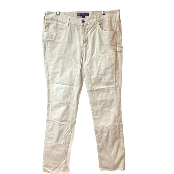 Ralph Lauren Purple Label Work Wear Pants Double Knee 12 (35x33) Tan Denim *READ - Picture 6 of 15